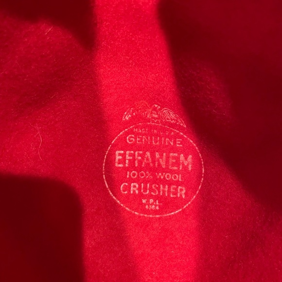 Genuine Effanem Crusher Hat Scarlet Red 100% Wool Size Large Made In USA - Picture 3 of 11